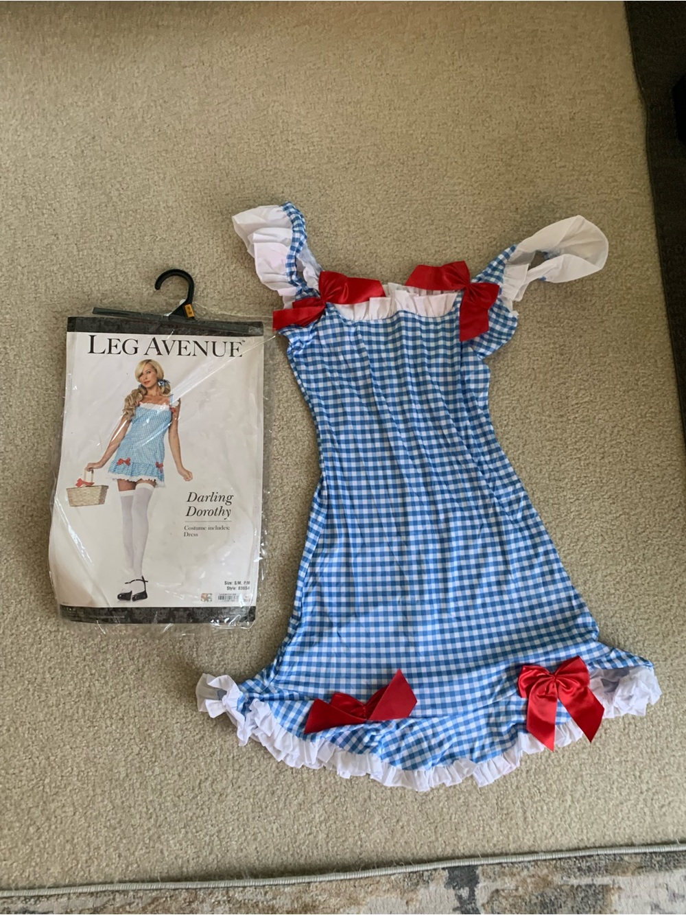 Leg Avenue Blue Gingham Dorothy Dress with Red Bows - size Small